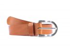 Ceinture cuir marron clair, boucle fer à cheval 4029