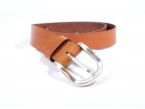 Ceinture cuir marron clair, boucle fer à cheval 4029