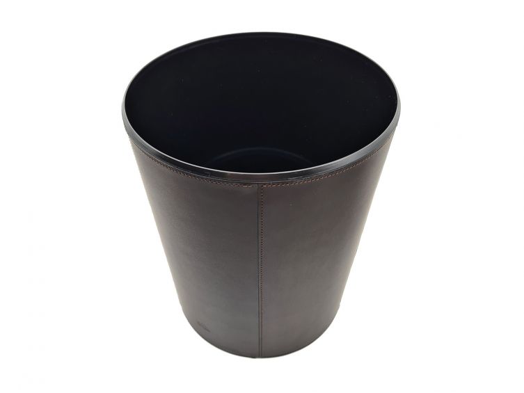 Corbeille à papier en cuir marron foncé