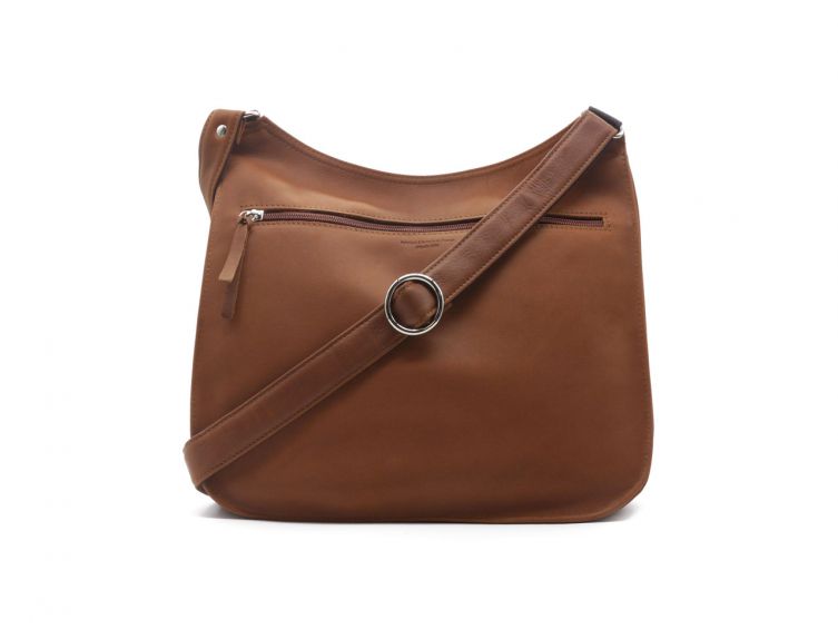 Gibecière porté croisé en cuir fauve - B314