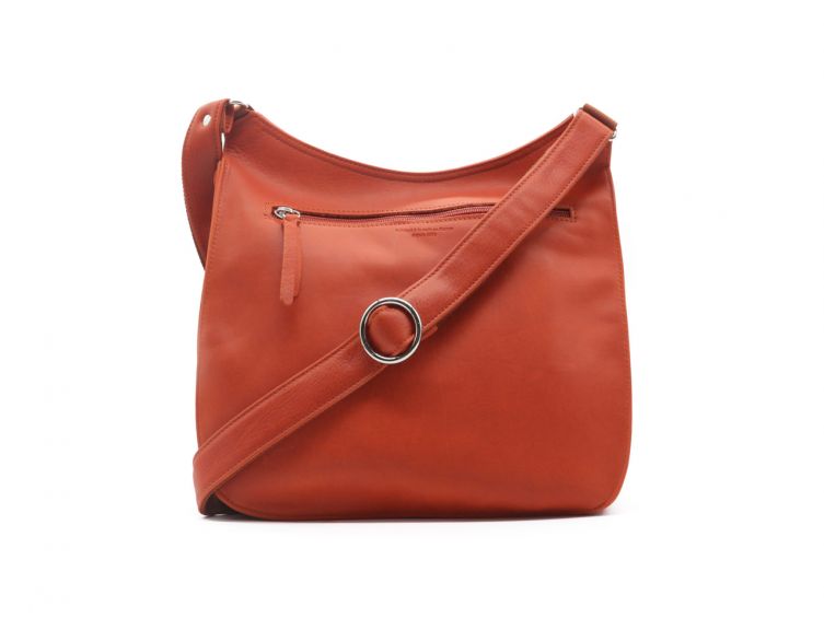 Gibecière porté croisé en cuir orange - B314