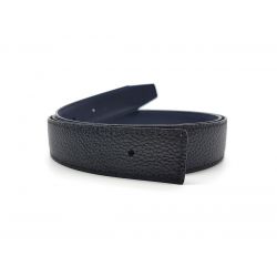 Ceinture cuir réversible, marine lisse et noir grainé - 5002