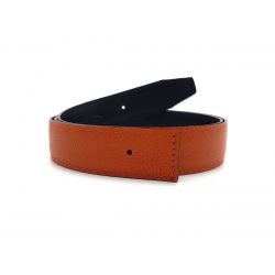 Ceinture cuir réversible, noir lisse et orange grainé - 5002