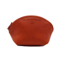 Petite bourse zippée en cuir orange - B04