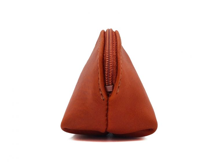 Petite bourse zippée en cuir orange - B04
