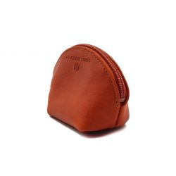 Petite bourse zippée en cuir orange - B04