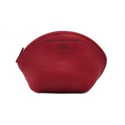 Petite bourse zippée en cuir rouge - B04