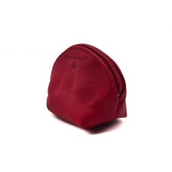 Petite bourse zippée en cuir rouge - B04