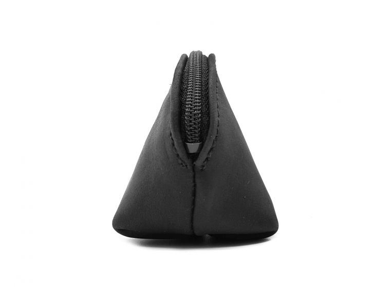 Petite bourse zippée en cuir noir - B04