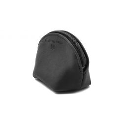 Petite bourse zippée en cuir noir - B04