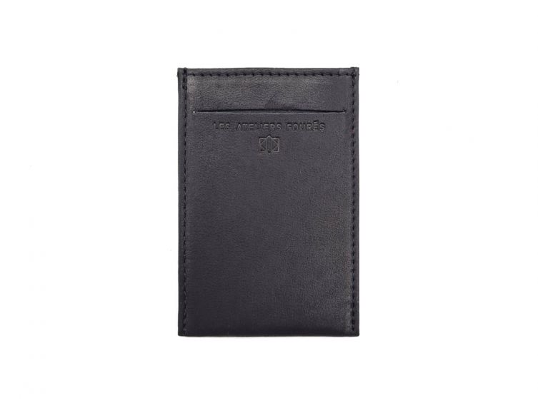 Porte-carte en cuir noir - 3 cartes - anti RFID - B01 X