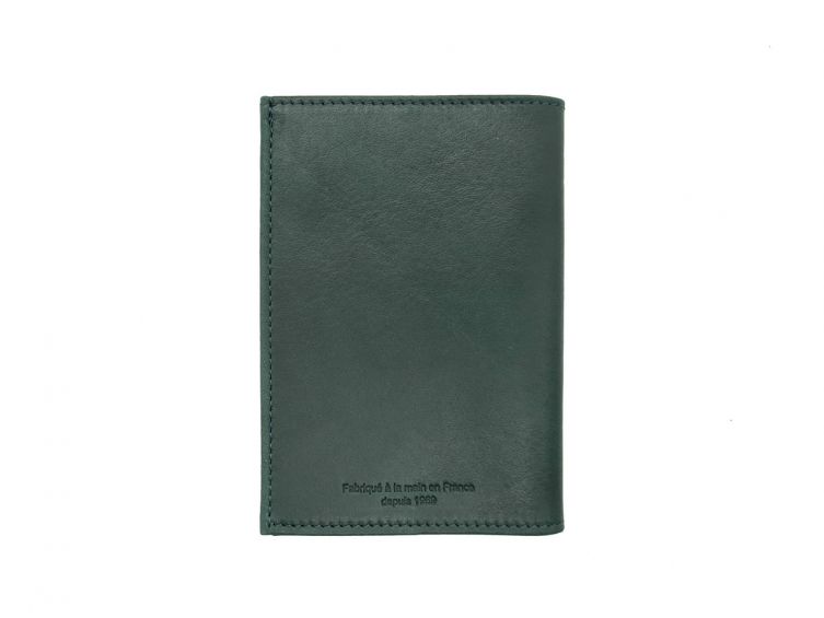 Porte passeport en cuir vert - B41