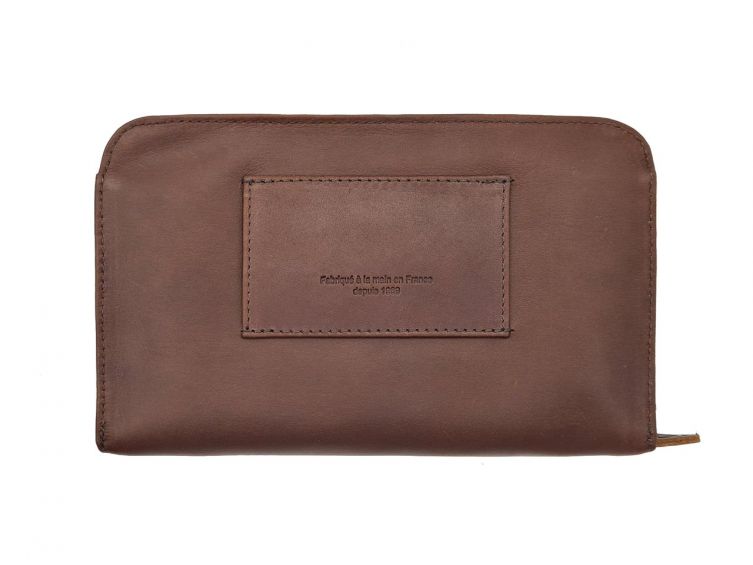 Compagnon en cuir cognac - avec dragonne - 985