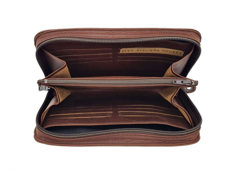 Compagnon en cuir cognac - avec dragonne - 985