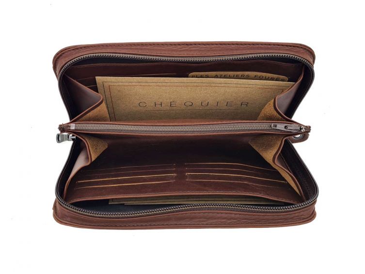 Compagnon en cuir cognac - avec dragonne - 985