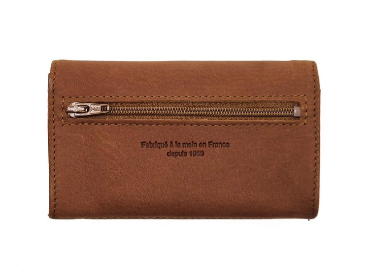 Porte monnaie en cuir fauve - B27