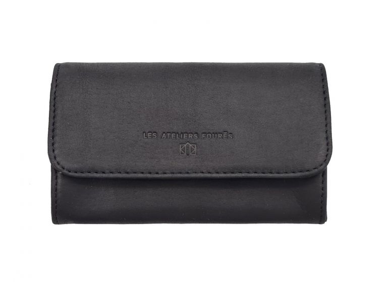 Porte monnaie en cuir noir - B27