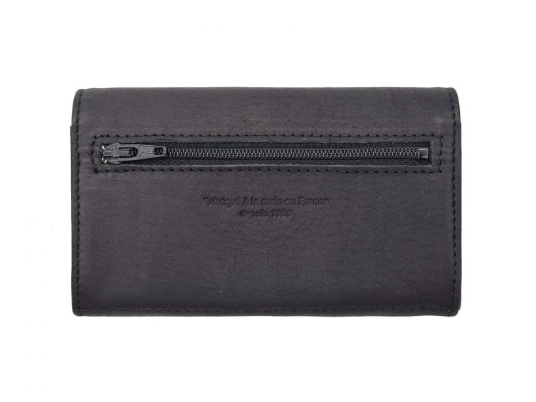 Porte monnaie en cuir noir - B27