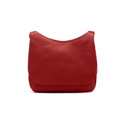Grande gibecière porté croisé en cuir rouge - format A4 - B359
