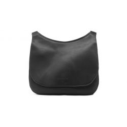 Grande gibecière porté croisé en cuir noir - format A4 - B359