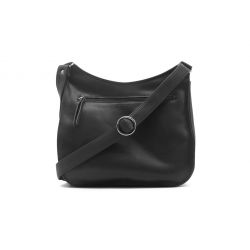 Grande gibecière porté croisé en cuir noir - format A4 - B359