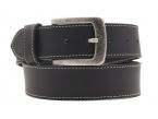 Ceinture en cuir noir, piqure blanche 8071 LN