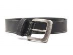Ceinture en cuir noir, piqure blanche 8071 LN