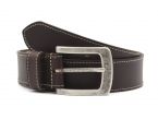 Ceinture en cuir marron, piqure blanche 8071 LM