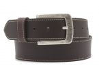 Ceinture en cuir marron, piqure blanche 8071 LM