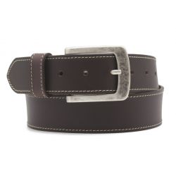 Ceinture en cuir marron, piqure blanche 8071 LM