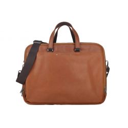 Grand cartable business en cuir fauve - 3 compartiments- 9952