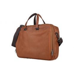 Grand cartable business en cuir fauve - 3 compartiments- 9952