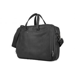 Grand cartable business en cuir noir - 3 compartiments- 9952
