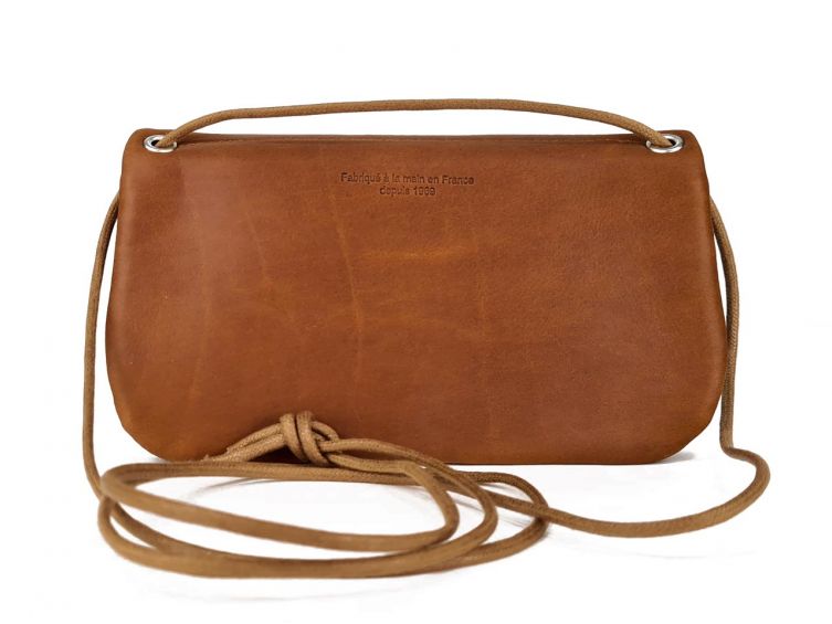 Pochette nomade en cuir fauve - compatible iphone 10+ - B96
