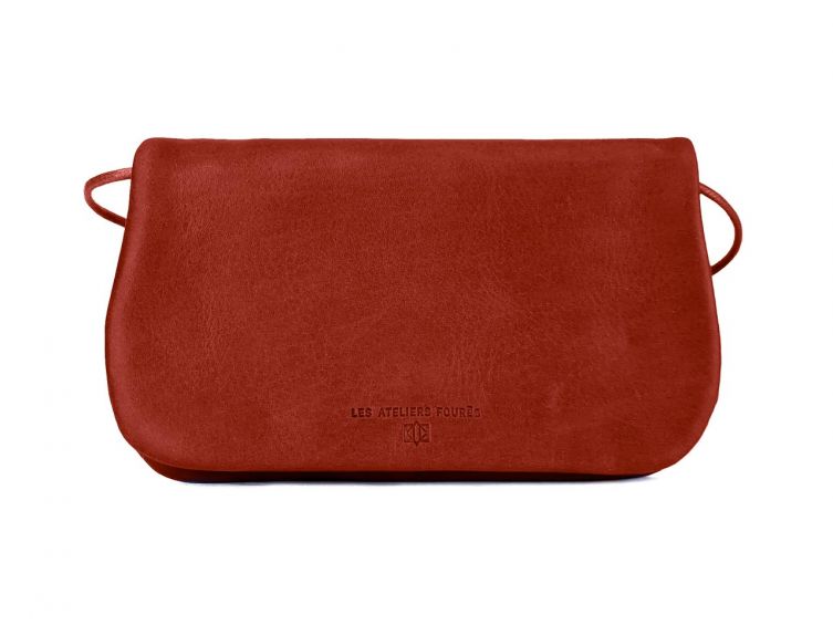 Pochette nomade en cuir rouge - compatible iphone 10+ - B96