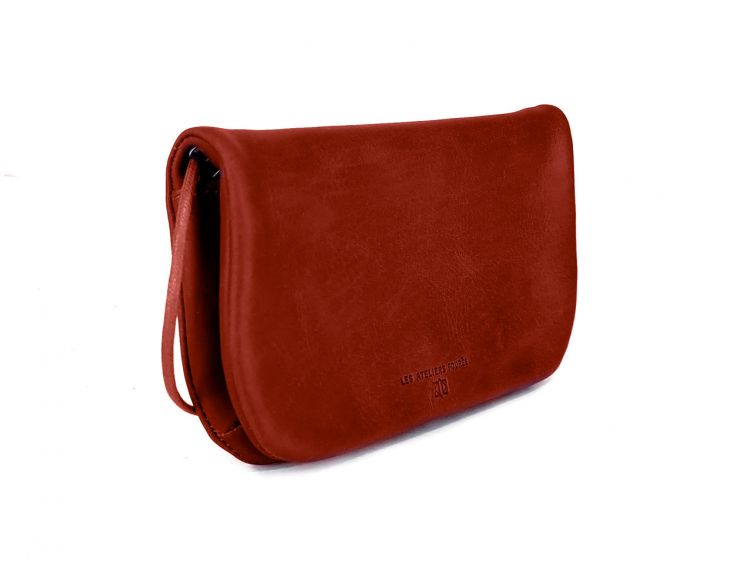 Pochette nomade en cuir rouge - compatible iphone 10+ - B96