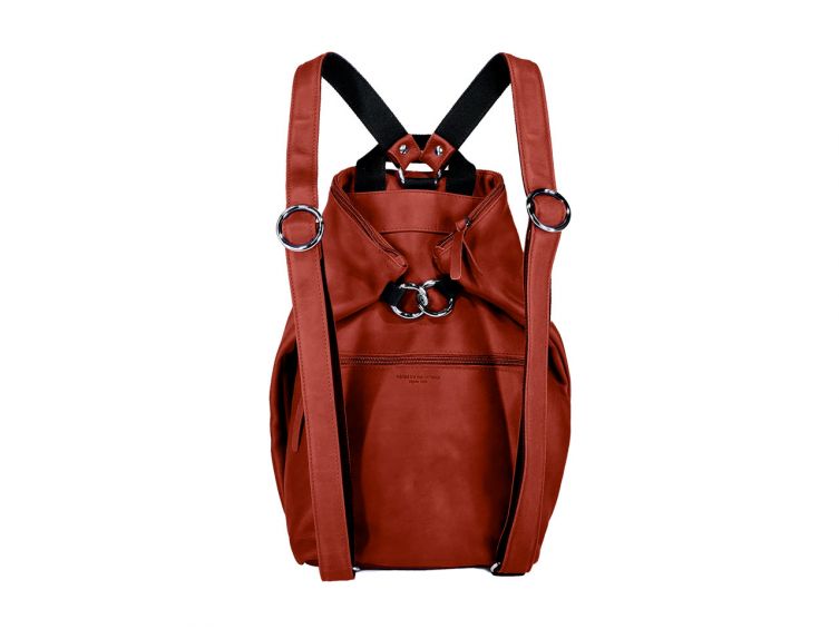 Sac à dos en cuir rouge - sécurisé - B418