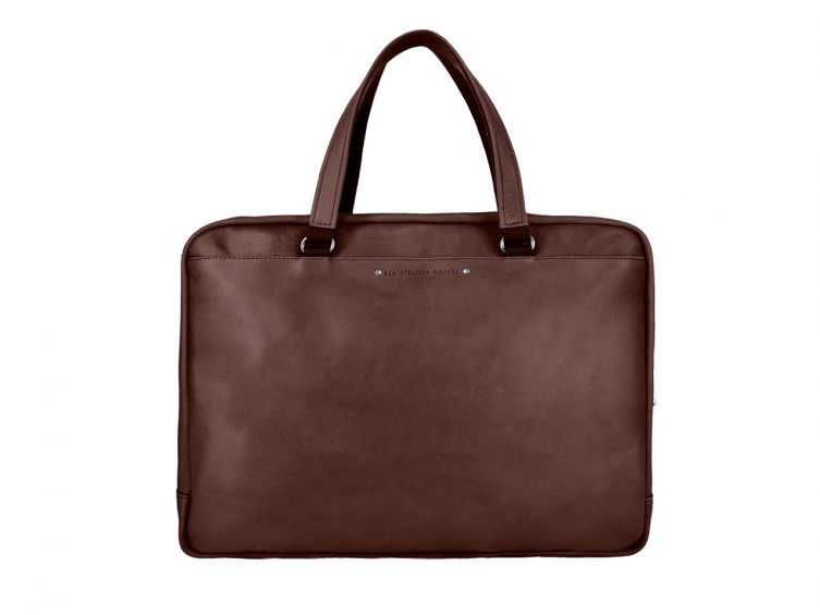 Cartable business fin en cuir cognac - 2 poignées - 9515