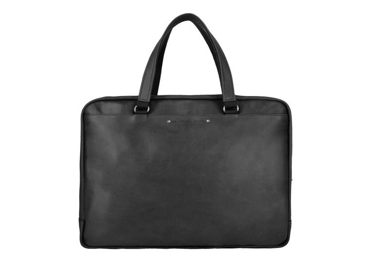 Cartable business fin en cuir noir - 2 poignées - 9515