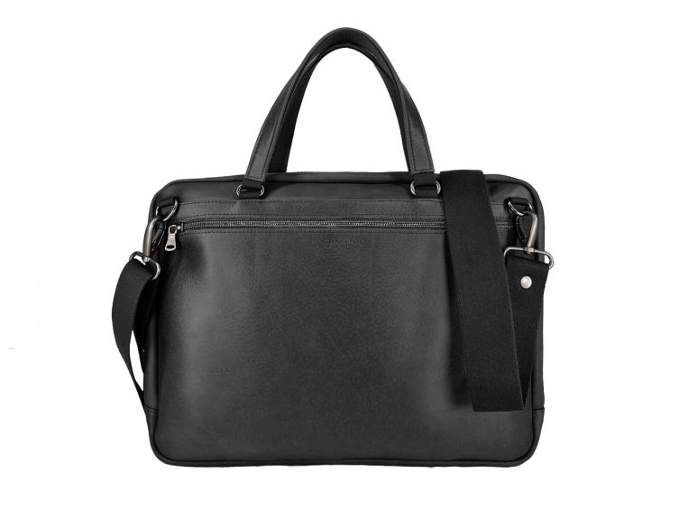 Cartable business fin en cuir noir - 2 poignées - 9515