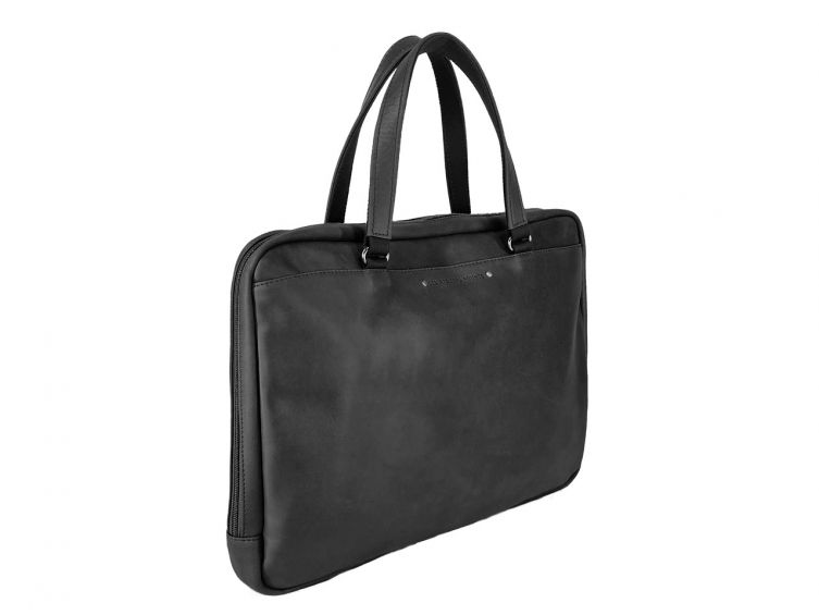Cartable business fin en cuir noir - 2 poignées - 9515