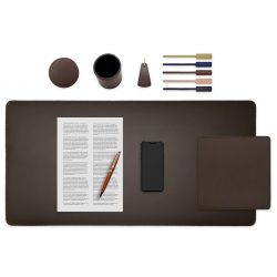 Set de bureau marron foncé - SM500-80x40 - TS500 - PC500 - SV500 - P-clé triangle - 5x tags