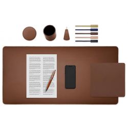 Set de bureau marron - SM500-80x40 - TS500 - PC500 - SV500 - P-clé triangle - 5x tags