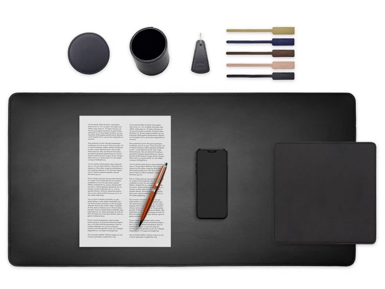 Set de bureau noir - SM500-80x40 - TS500 - PC500 - SV500 - P-clé triangle - 5x tags