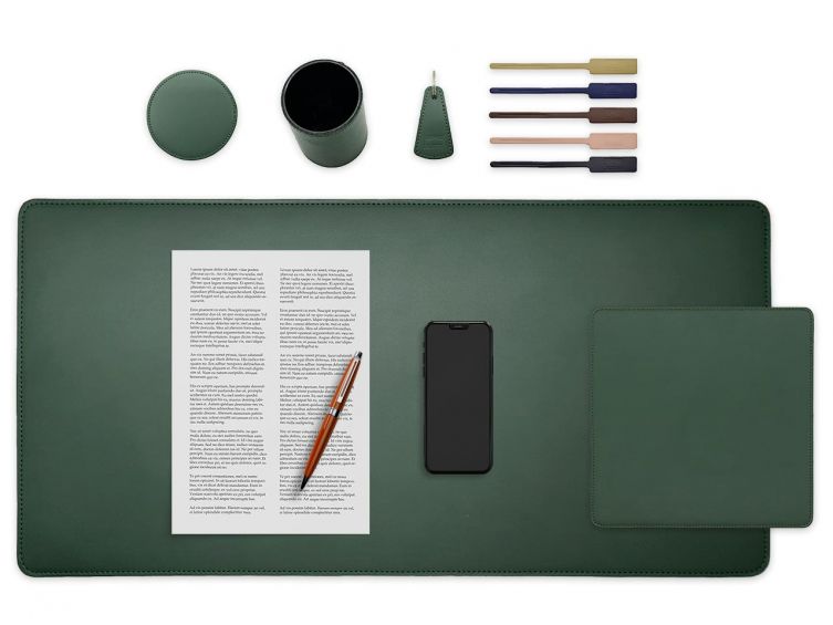 Set de bureau vert - SM500-80x40 - TS500 - PC500 - SV500 - P-clé triangle - 5x tags