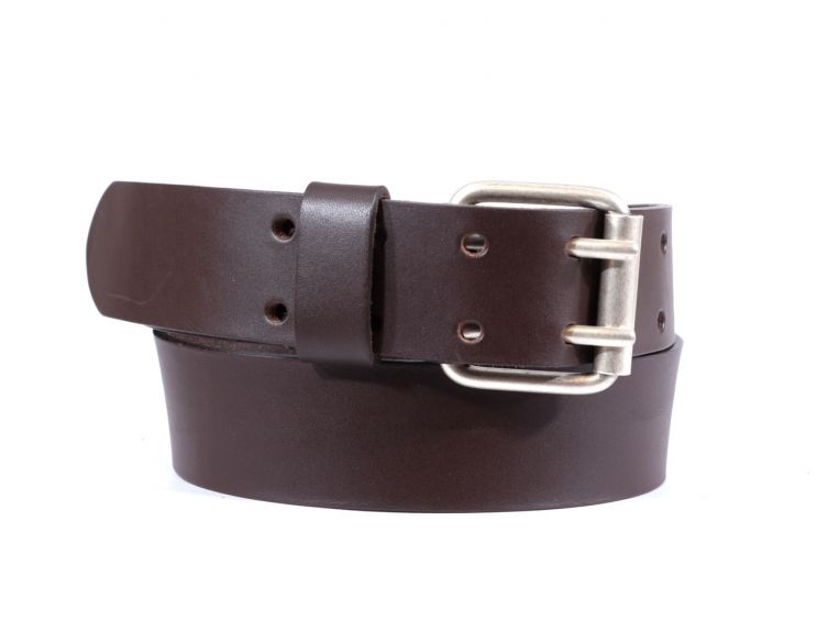 Ceinture homme en cuir marron double perforation 4007 M