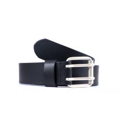 Ceinture homme en cuir noir double perforation 4007 N