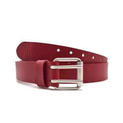 Ceinture mixte en cuir rouge double perforation 4007 R