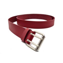 Ceinture mixte en cuir rouge double perforation 4007 R
