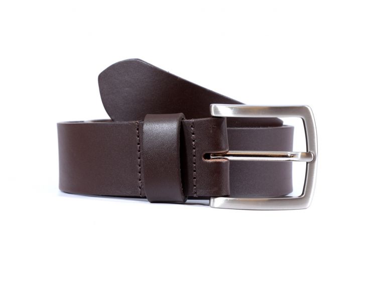 Ceinture cuir 40mm marron foncé, boucle aux belles lignes courbes 4065